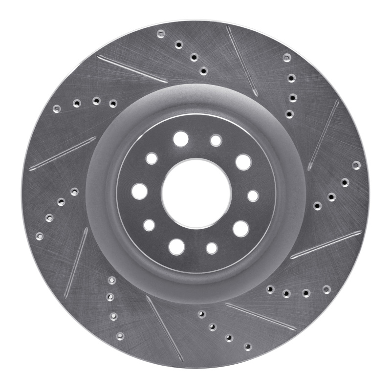Fiat 500L Brake Rotor (1) - Front Right - R1 Concepts - Drilled & Slotted - Silver - `14-`19
